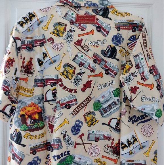 Hawaiian shirt with fire trucks - Kimoshan size L - Picture 2 of 6